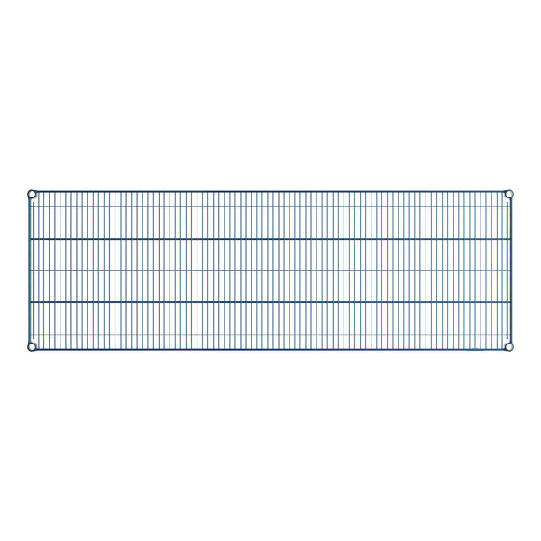 A blue wire shelf with antimicrobial coating on a white background.