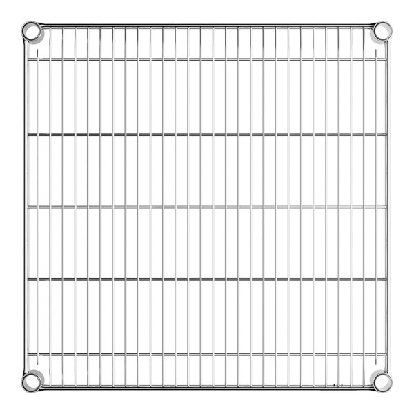 A close-up of a Lavex Pro NSF Chrome heavy-duty wire shelf grid.