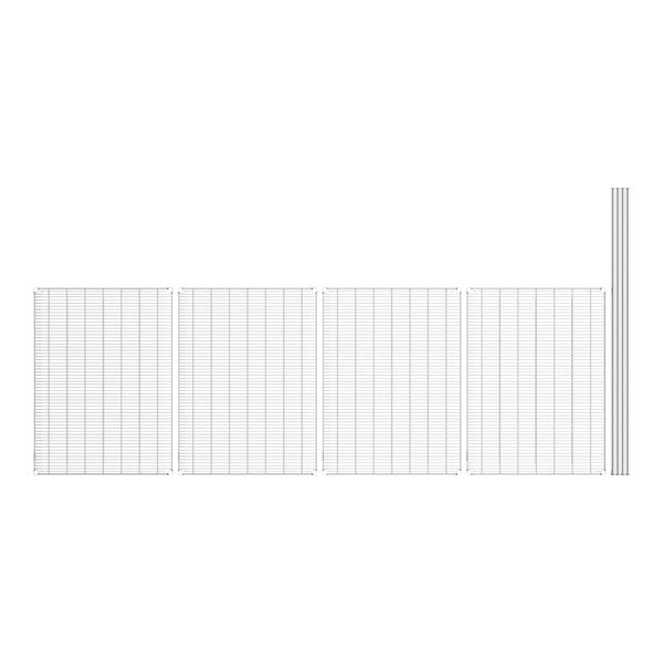 A close-up of a white grid with black lines.