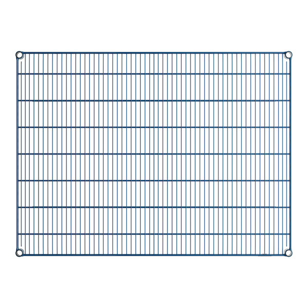 A close-up of a blue wire grid.