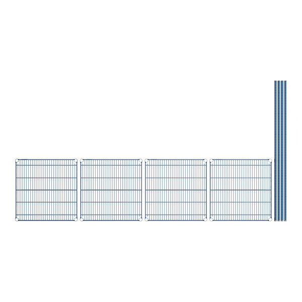 A blue wire grid with blue epoxy coating.