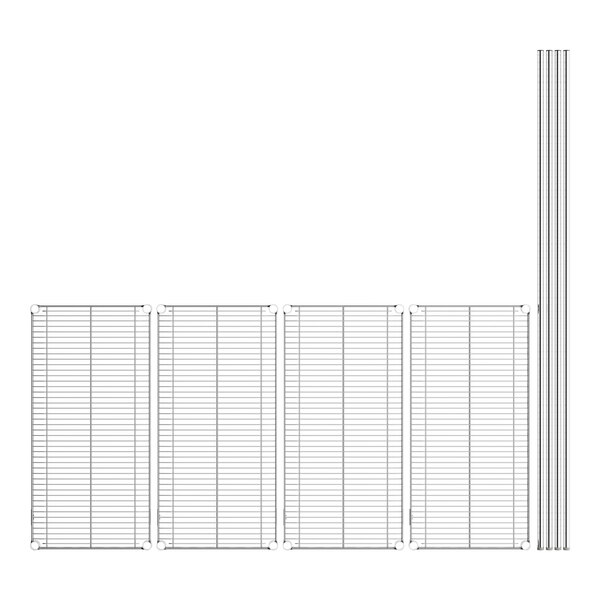 A Lavex Pro heavy-duty wire shelving unit with chrome wire shelves and posts.