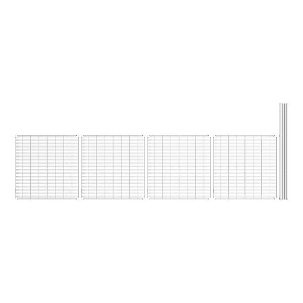 A white grid with metal poles.
