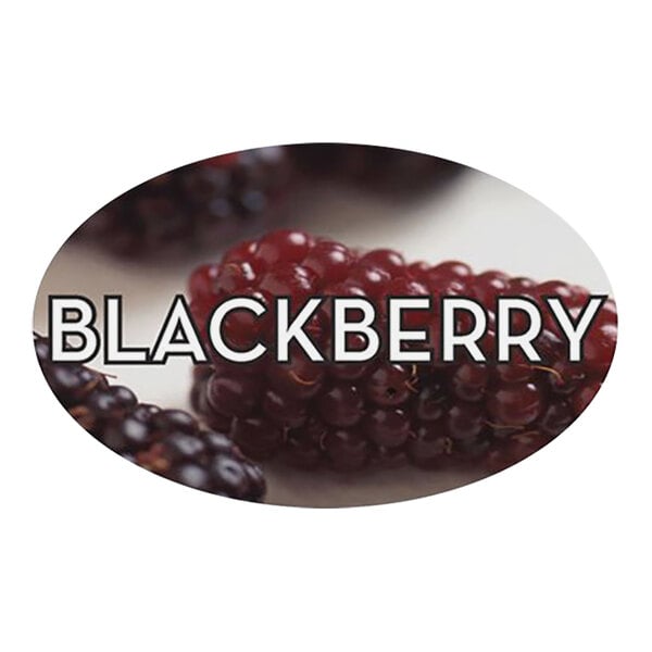 A Bollin oval blackberry bakery label on a white background.