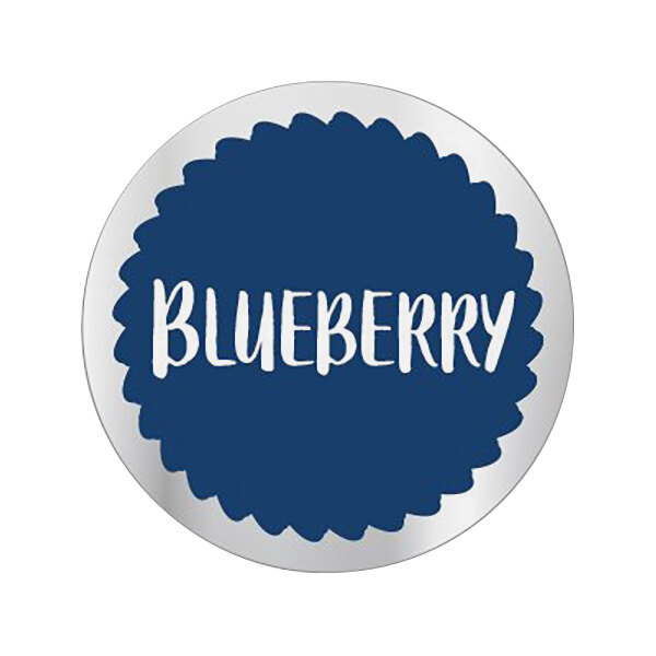 A blue circle with white text reading "blueberry" and a white border.