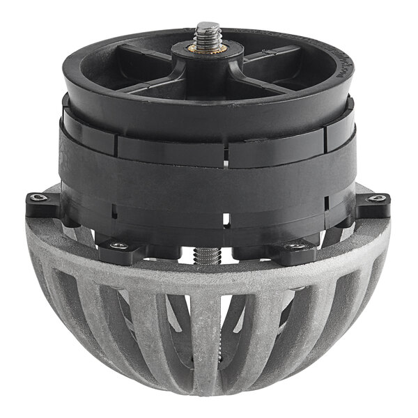 A black metal dome with a black round base.