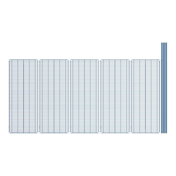 A row of blue grids with white antimicrobial coating on a white background.