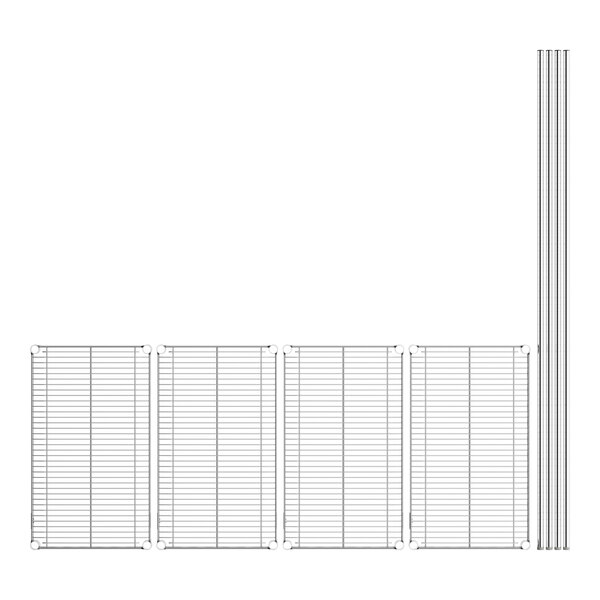 A line of Lavex wire shelves with chrome metal grids.