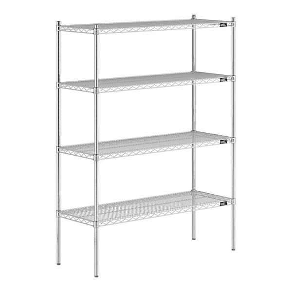 A close-up of a Lavex Pro chrome wire shelf.