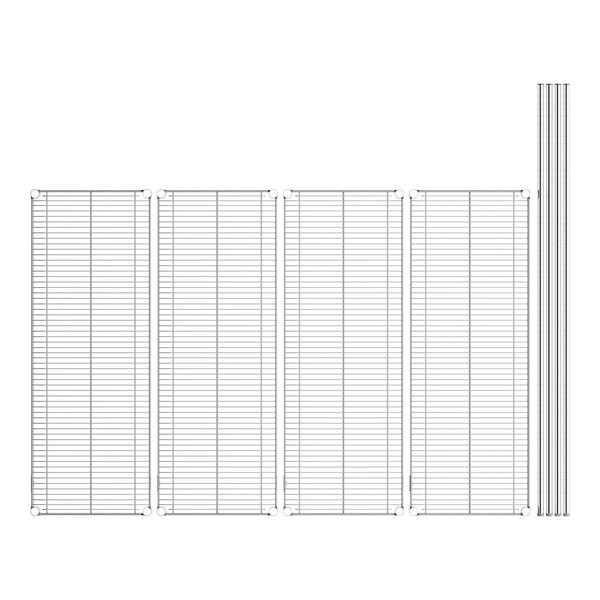 A wire grid shelf kit with white posts.