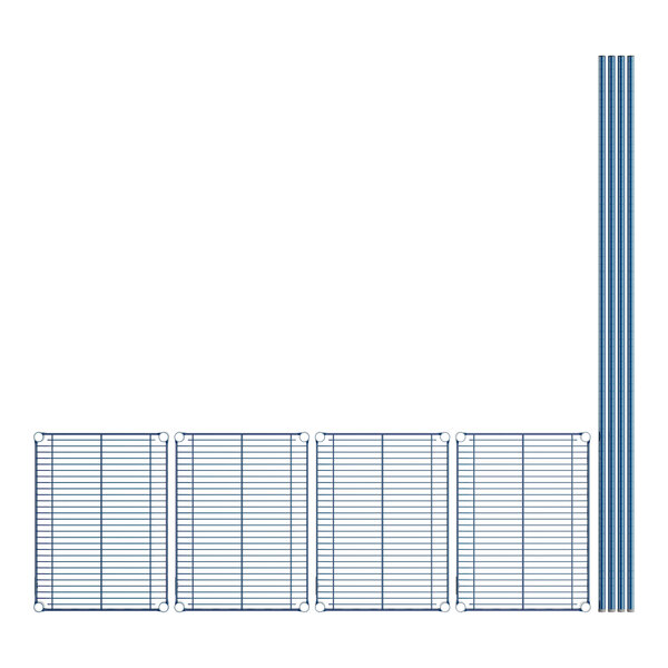 A blue metal grid shelf kit.