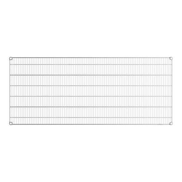 A close-up of a Lavex Pro chrome wire shelf grid.