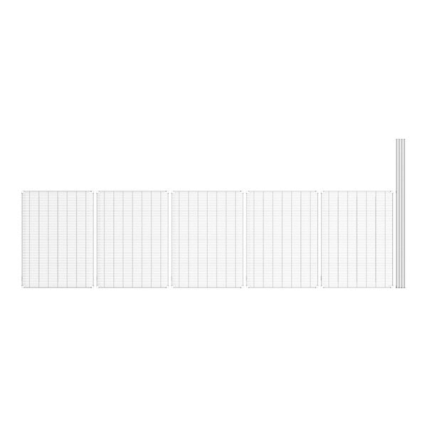 A white grid fence with posts.
