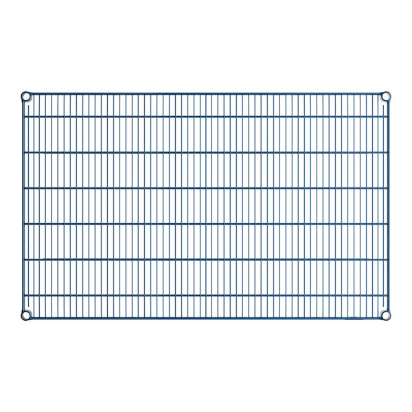A close-up of a blue wire grid.