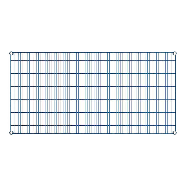 A close-up of a blue wire grid.