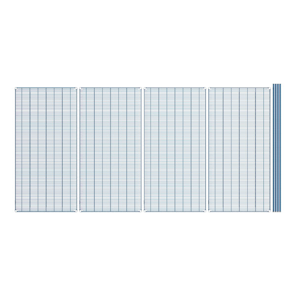 A grid of blue and white lines.