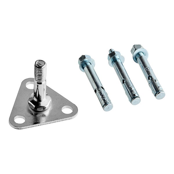 A set of screws and bolts for a Lavex Pro chrome heavy-duty post foot plate.