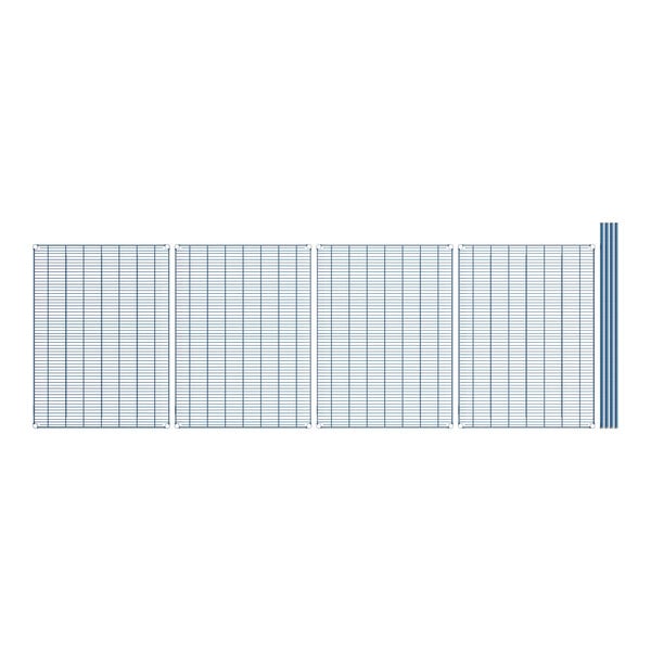 A blue grid shelf kit with white antimicrobial coating.