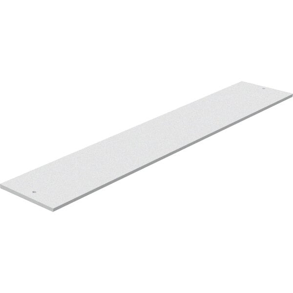 A long white rectangular cutting board with screws.