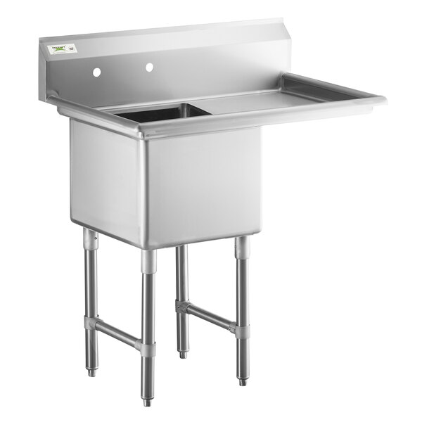 Regency 38 1 2 16 Gauge Stainless Steel One Compartment Commercial Sink With 1 Drainboard 18 X 18 X 14 Bowl