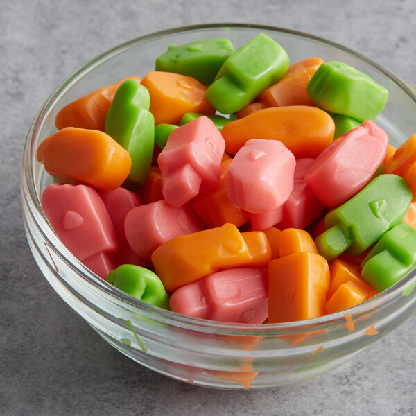 A bowl of Albanese Gummi Sherbet Ice Pops.