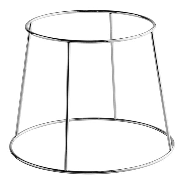 An American Metalcraft chrome-plated round display rack.