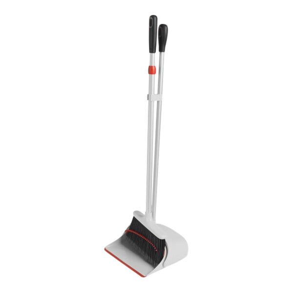 An OXO Good Grips broom and dustpan with extendable handles.