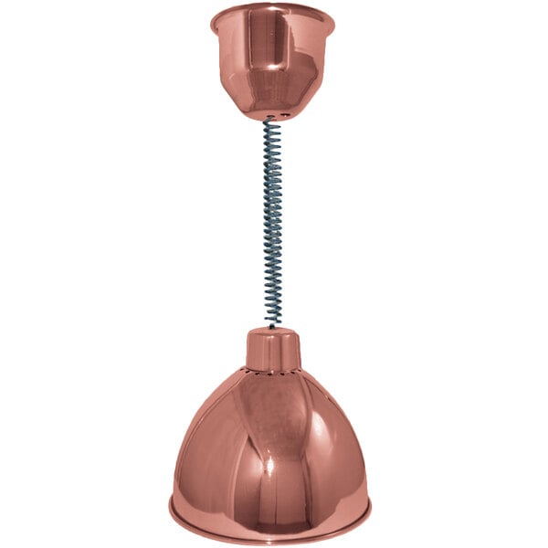 A close-up of the Hanson Heat Lamps bright copper retractable cord.