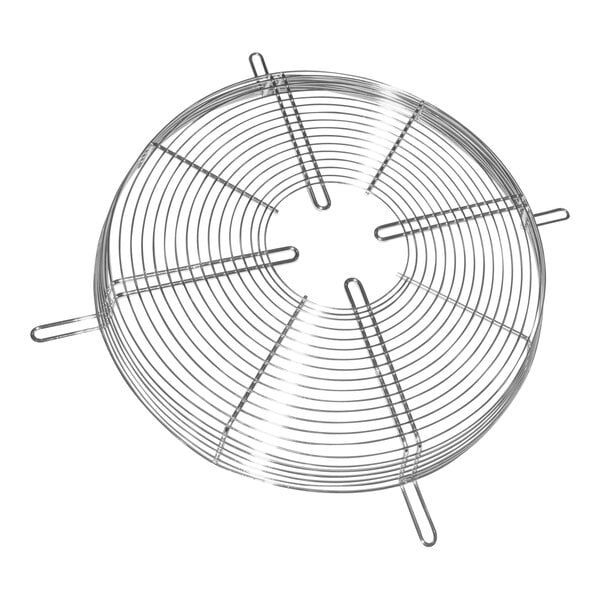 A metal fan guard with four metal handles.