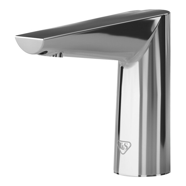 A T&S WaveCrest polished chrome electronic faucet with a single handle.