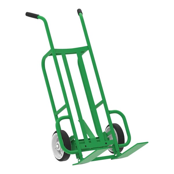 A green Valley Craft steel mini pallet truck with black wheels.