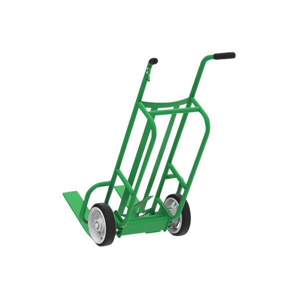 A green Valley Craft mini pallet truck with black wheels.