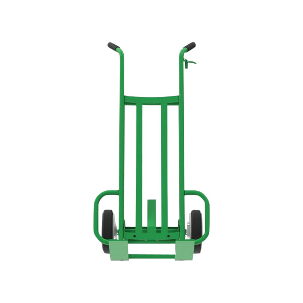 A green metal Valley Craft mini pallet truck with black wheels.