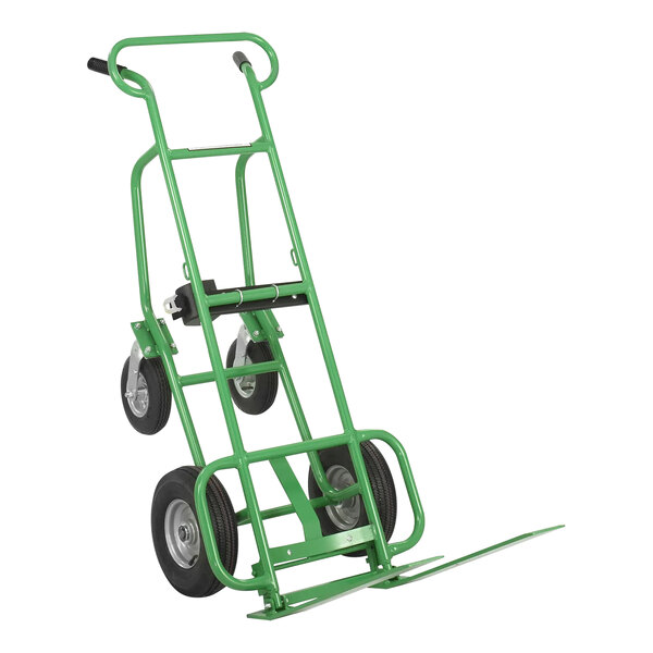 A green Valley Craft steel hand truck with black wheels.