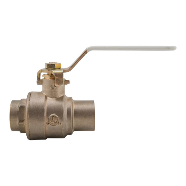 A Watts brass ball valve with a handle.