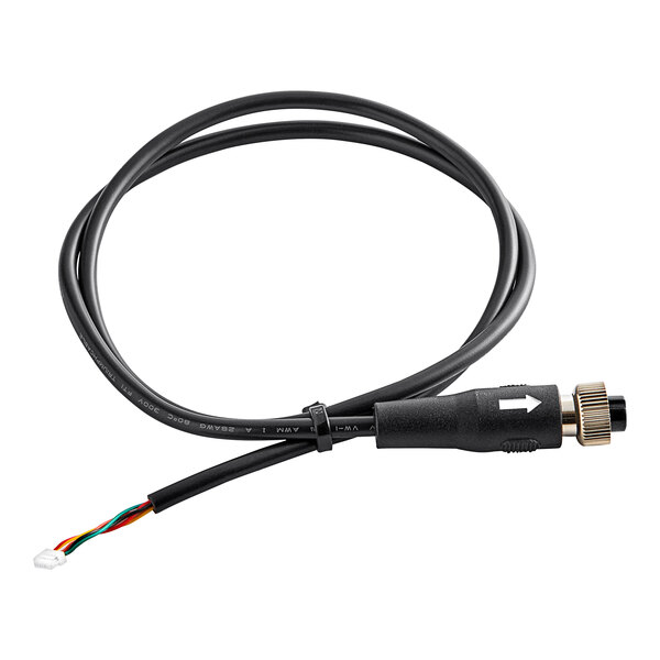 A black T&S WaveCrest sensor faucet cable with a white connector.