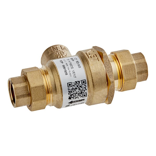 A close-up of a Watts brass 9D series check valve.