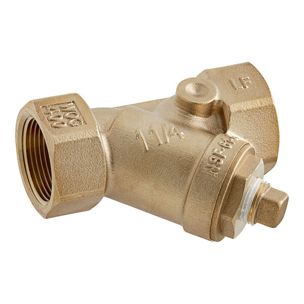 A Watts brass strainer with FNPT ends.