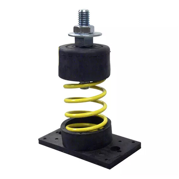 A yellow spring on a black base.