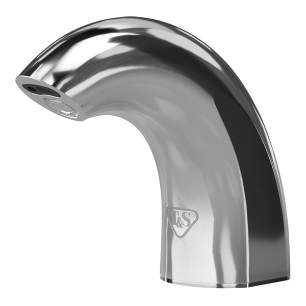 A silver T&S WaveCrest deck mount sensor faucet with a round shape.