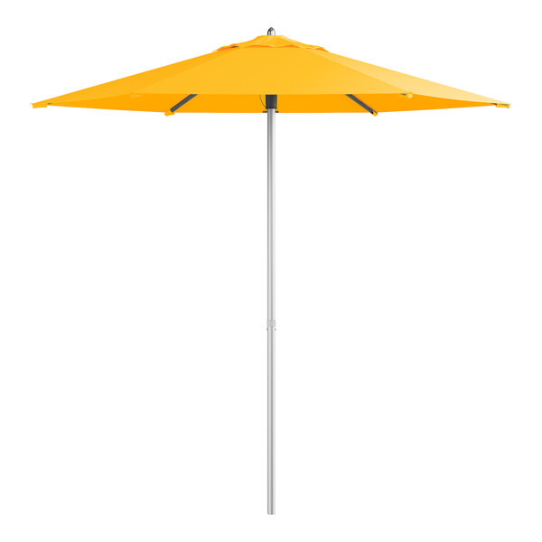 A yellow Lancaster Table & Seating umbrella with a white background.