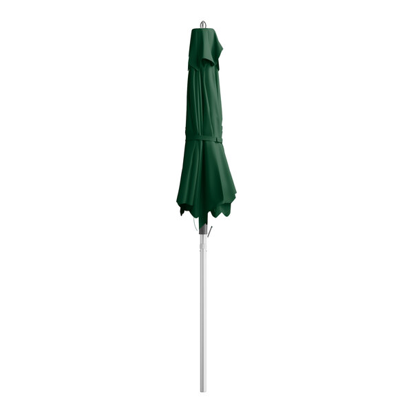 A Lancaster Table & Seating forest green umbrella on a white background.