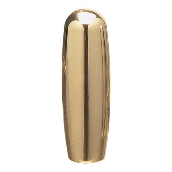 A gold cylindrical Micro Matic plastic beer tap handle.