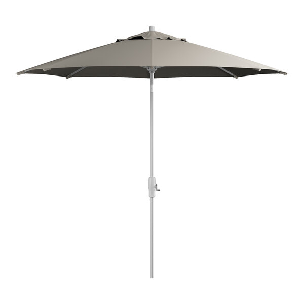 A grey Lancaster Table & Seating umbrella with a pole.