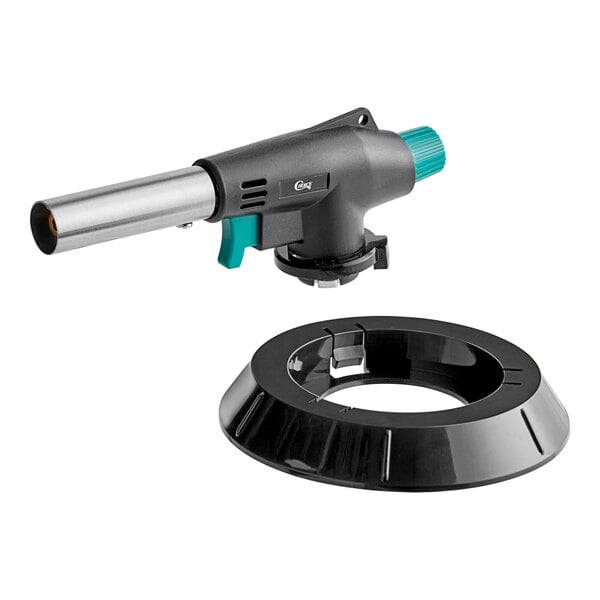 A Choice adjustable butane torch with a black and silver base.