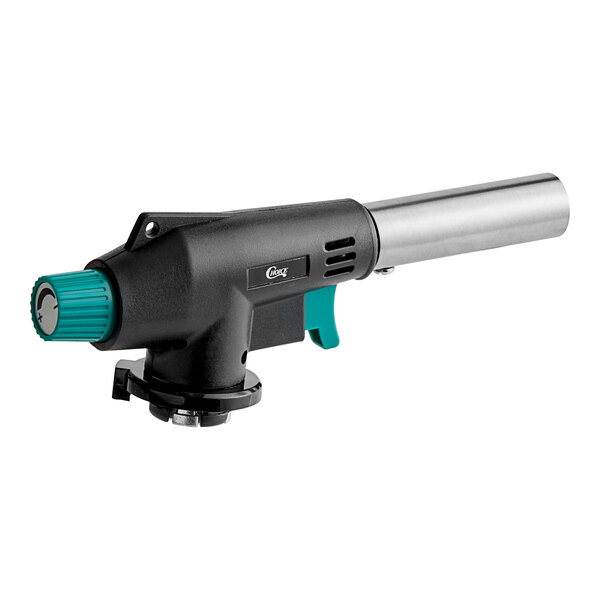 A Choice adjustable butane torch with a green handle.