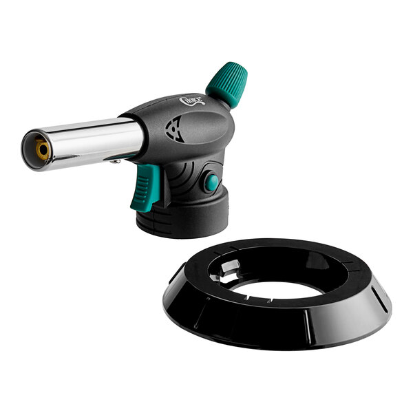 A black and green Choice butane torch with a black and green lid.