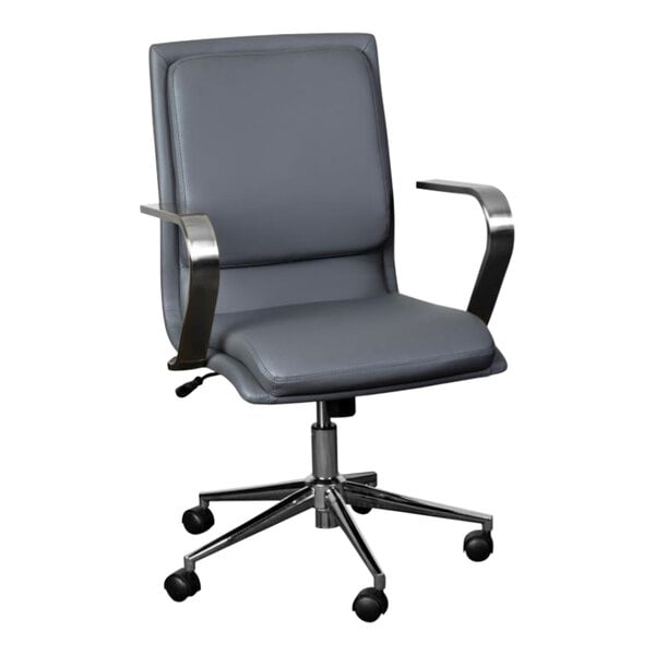 A Flash Furniture James gray office chair with metal arms.