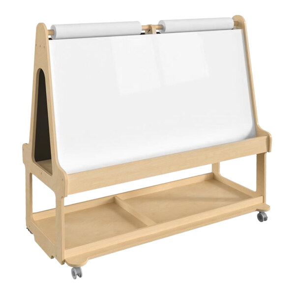 A Flash Furniture wooden art station with a white board on top.