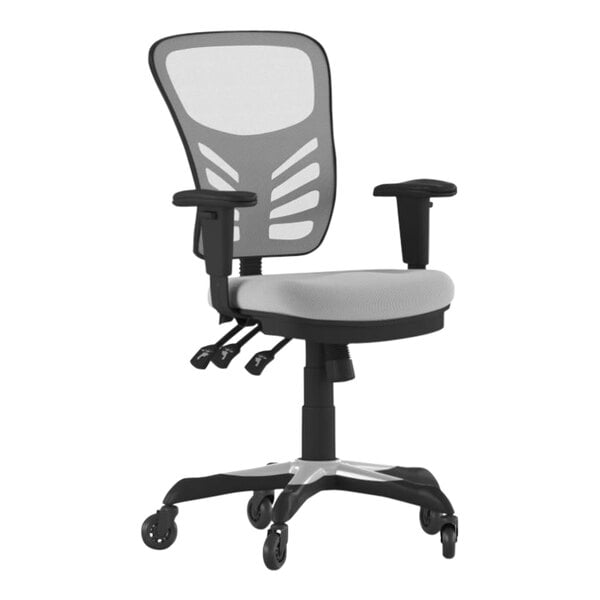 A gray and black Flash Furniture Nicholas office chair with wheels.